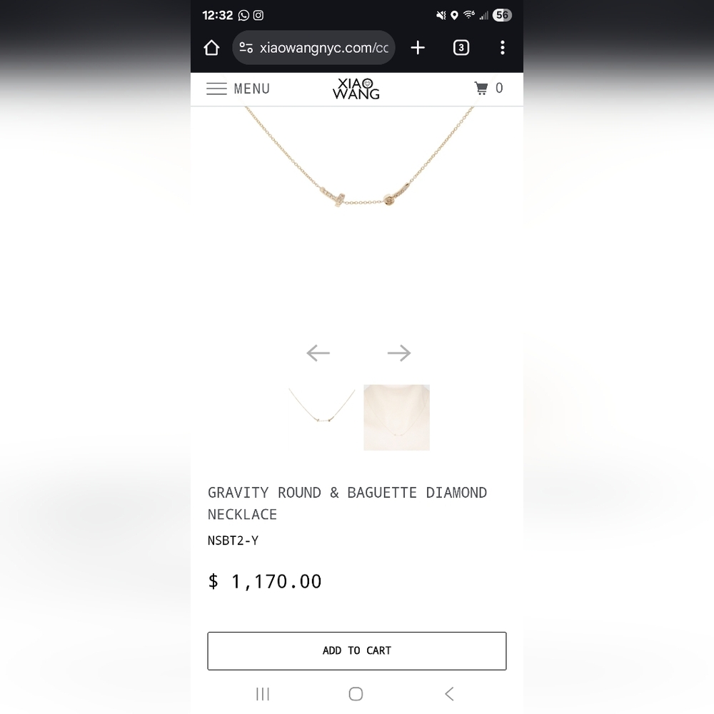 Solid 14k Yellow Gold Xiao Wang Gravity Diamond Necklace